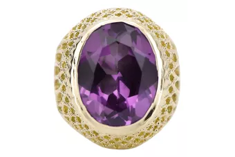 14 كارت من الذهب الأصفر أميثست خاتم مجوهرات فينتاج vrc089y